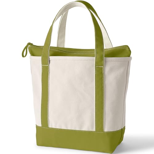 Image of Lands' End Zip Top Long Handle Canvas Tote Bag