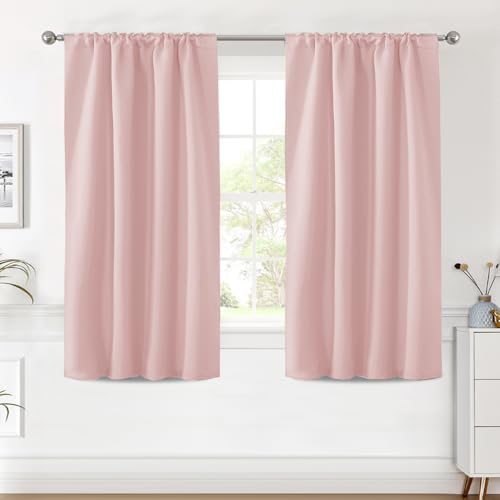 Image of H.VERSAILTEX Blackout Curtains Thermal Insulated Window Treatment Panels Room Darkening Blackout Drapes for Living Room Back Tab /Rod Pocket Bedroom Draperies (2 Panels, Baby Pink, 42 x 54 Inch)