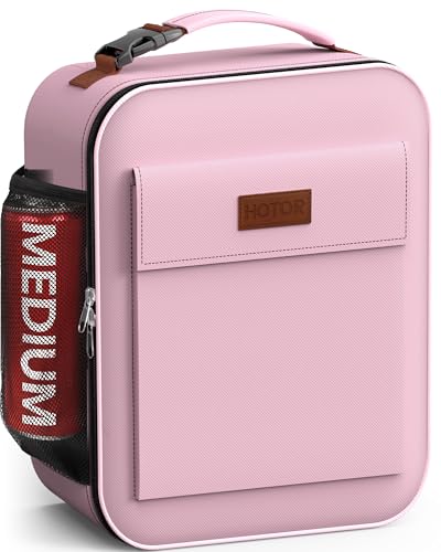 HOTOR Lunch Bag for Men & Women - Large Capacity Insulated Lunch Bag with Mutiple Pockets, Wear-Resistant Cooler Lunch Box for Office, Picnic, Pink, 7L, 9.06