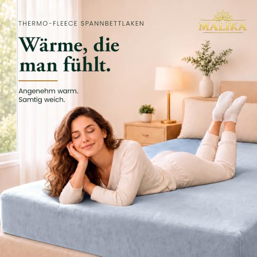 Malika® Winter Thermo Fleece Spannbettlaken, kuschelig weich Flausch Spannbetttuch, Betttuch Jersey flauschig Soft Plüsch Laken… – Ansicht 2