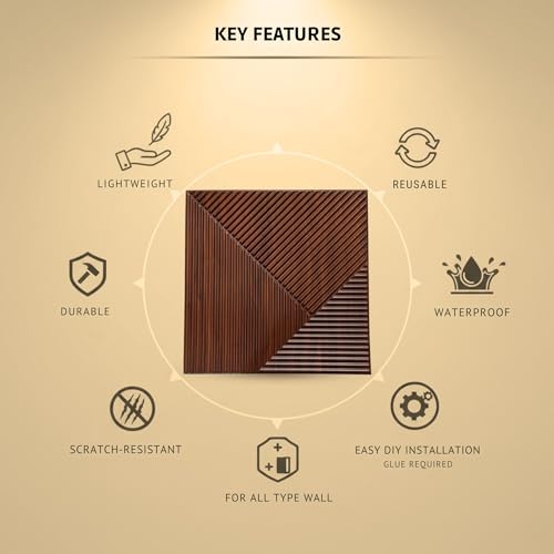 Image of Kayra Decor 3D PVC Wall Panels for Bedroom & Living Room | Fluted Design | Blackwood Color | 19.7 x 19.7 Inch | Pack of 18 | 48.42 Sq Ft