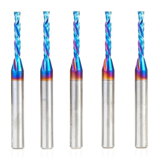 Image of Amana Tool Spektra Extreme Tool Life Solid Carbide CNC Compression Spiral Router Bit, 46176-K-5 5-Pack, 1 /8 D x 13 /16 CH x 1 /4 Shank x 2-1 /2 Inch L