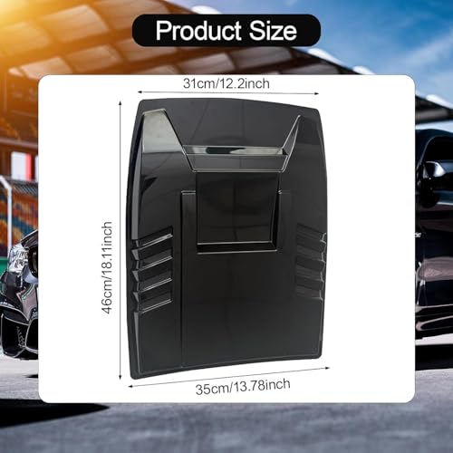 Image of Automaze Universal Car Hood Scoop Vent - Air Intake Grille Bonnet Trim Cover, Turbo Hood Vent Decoration Accessory (Glossy Black)
