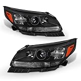 ADCARLIGHTS 2013 2014 2015 Chevy Malibu Headlight Assembly Headlights for 2016 Malibu Limited Headlamp Black Housing Amber Reflector Replacement Left and Right
