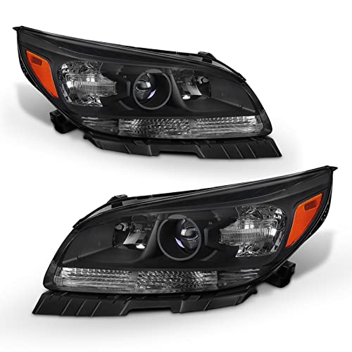 ADCARLIGHTS 2013 2014 2015 Chevy Malibu Headlight Assembly Headlights for 2016 Malibu Limited Headlamp Black Housing Amber Reflector Replacement Left and Right