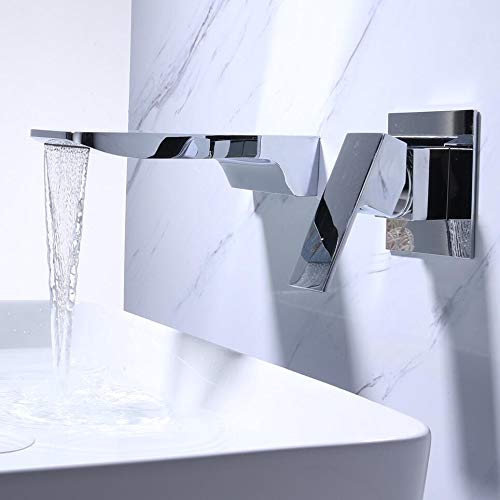 Grifos de lavabo con caño de cascada negro antical para evitar salpicaduras en el baño