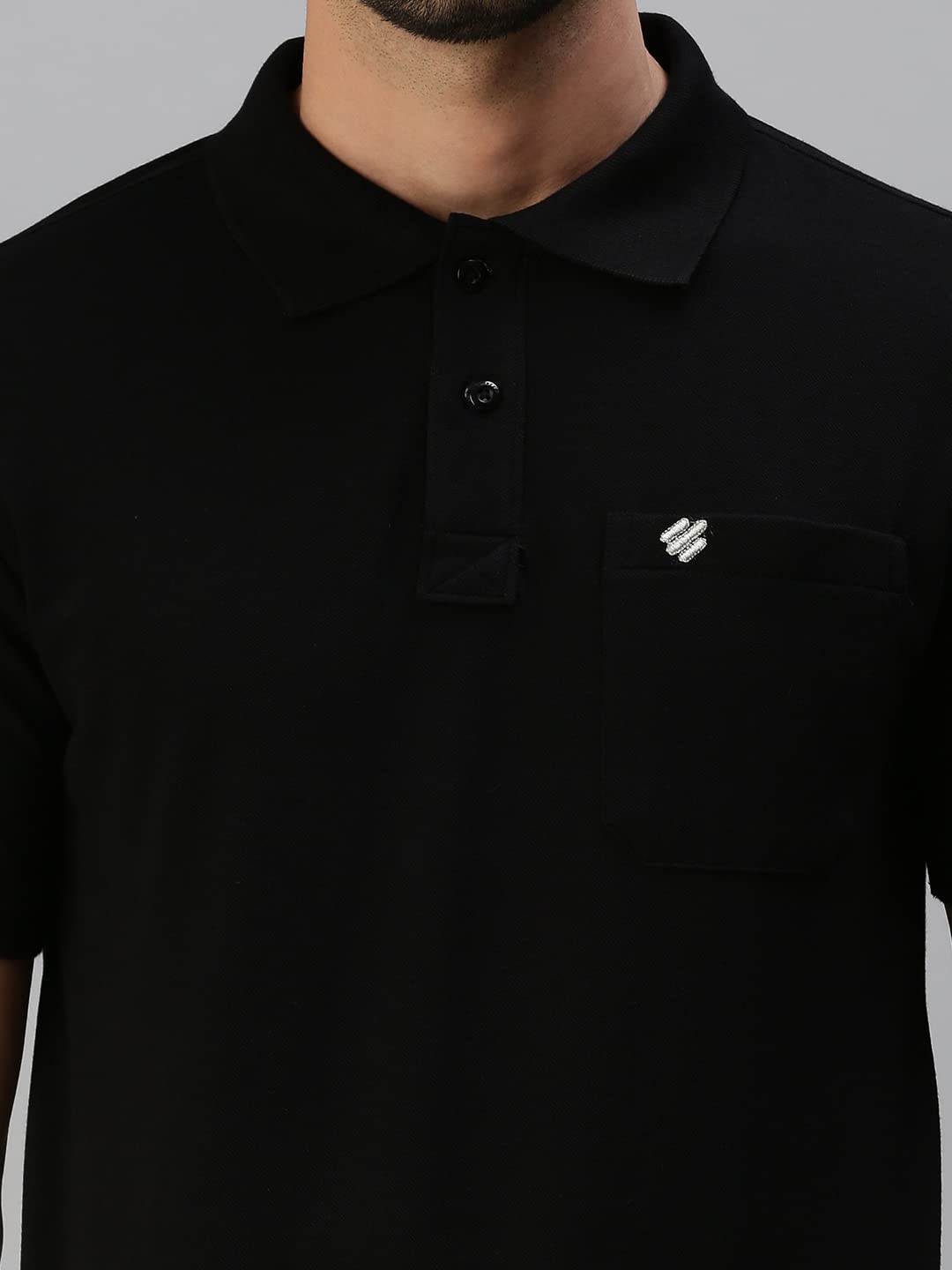 ONN Men's Black Half Sleeves Polo Collar T-Shirt with Pocket(Size : Large) - Image 6 thumbnail