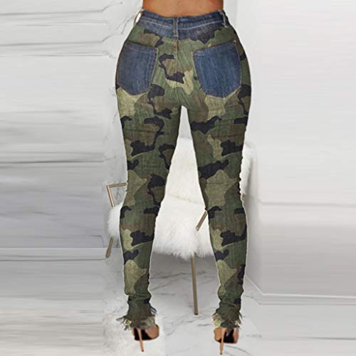 Uofoco Women Casual High Waist Camouflage Stretch Skinny Ripped Jeans Distressed Denim Pants Camouflage Outfits For Women Skinny Jeans For Women Ripped Jeans Womens #TOP5