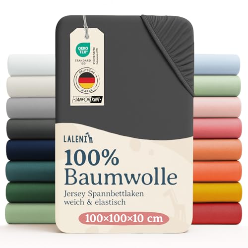 Sämann Jersey Spannbettlaken Spannbetttuch für Laufgitter 100x100 cm, Baumwolle grau