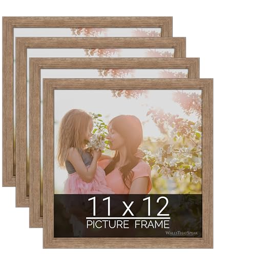 wallsthatspeak 11x12 Brown Barnwood Picture Frame for Puzzles Posters Photos or Artwork (4-Pack)