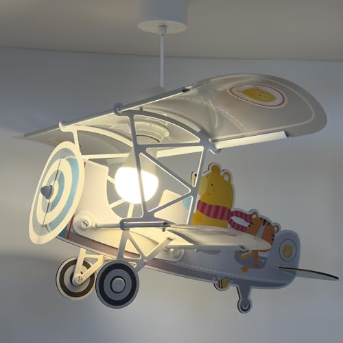 Lámpara Techo Infantil Avión Gris Dalber 54522 E27 para Habitación Niños 5