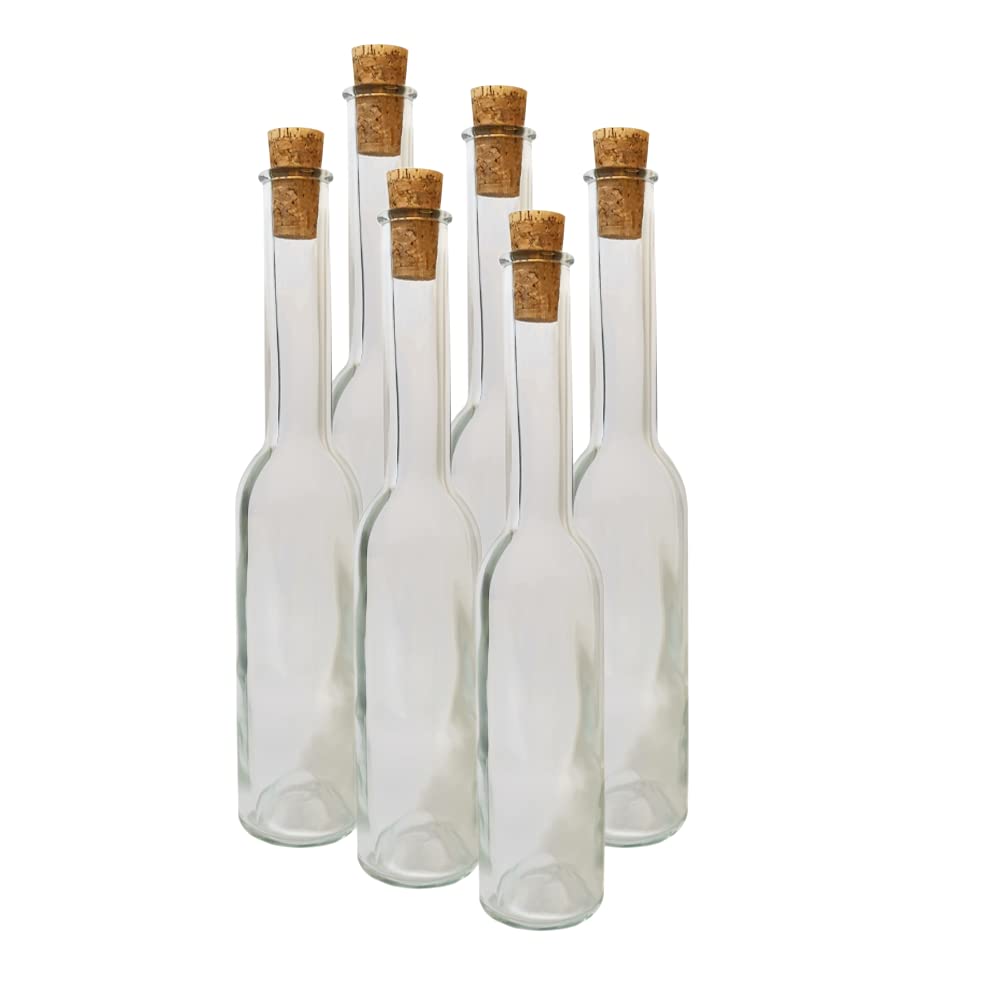 DIAH DO IT AT HOME 6x 200ml Clear Glass Bottles with Cork Stoppers - Empty Decorative Flasks for Homemade Liqueur, Schnapps, Olive Oil, Vinegar, Syrups & DIY Wedding Favors