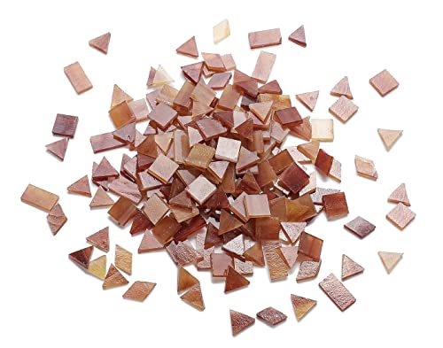 Lanyani Glass Mosaic Tiles for Art Crafts, 4 Shapes Mixed Colorful Tiles Tier, 200 Pieces, Square/Rectangle/Diamond/Triangle, Medium Brown