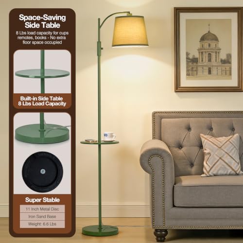 Image of AIDENOEY Smart Floor Lamp with Side Table | Stepless Dimming, RGB Multi-Color | Adjustable Swivel Head | Voice Control with Alexa & Google Assistant |Green Lamp for Living Room,Bedroom,Home Office