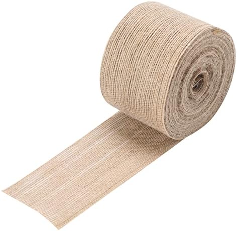 2.5Inch x 11Yards Natural Burlap Fabric Ribbon Tan Jute Linen Ribbon Rolls for Party Decoration, DIY Crafts,Decoration Christmas Tree.