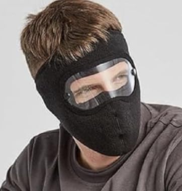 Windproof Full Face Mask, 360-Degree Warmth Breathable Winter Mask with Lens Design, Double Fabric, 22x17cm, black-image-15