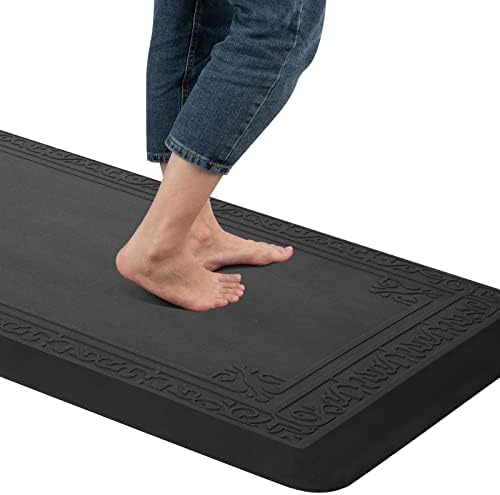 Anti Fatigue Kitchen Floor Mat, Standing Desk Mat, Cushioned Comfort Mat for Home, Office, Laundry,Pain Relief, Non Slip Bottom, Waterproof & Easy to Clean, 24"x72", Black