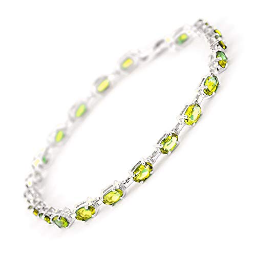 Galaxy Gold Gg 5.5 Ctw 14K Solid White Gold Tennis Bracelet Peridot #TOP17