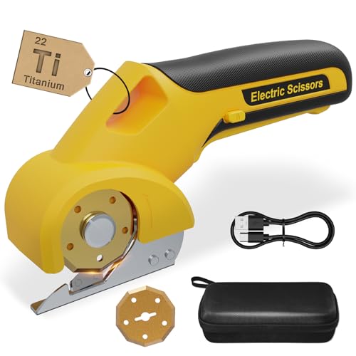 Virsin 4V 2000mAh Cordless Cardboard Cutter, Electric Box Cutter for Cardboard with 2 Titanium Blades,LED & Safety Lock,Max Cutting1/4