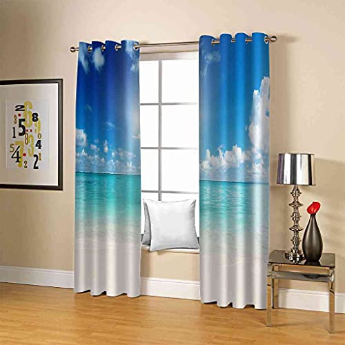 Rideaux Occultants d'enfant 3D Nuages Blancs Isolé Phonique pour Chambre à Coucher