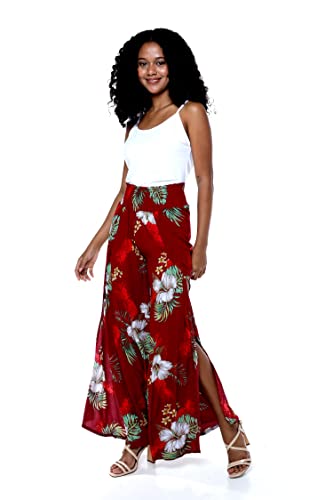 Image of Matchable Family Hawaiian Luau Men Women Girl Boy Clothes in Pineapple Garden Burgundy