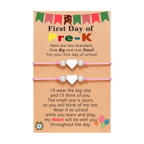 UPROMI First Day of Preschool/Kindergarten/1st Grade Gift, Back to School Bracelet Mommy and Me