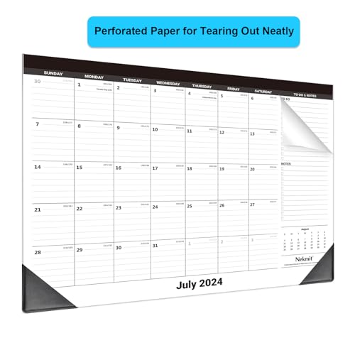 Nekmit Desk Calendar 2024-2025, Yearly Monthly Desk Pad Calendar, Wall Calendar for Planning, Ruled Blocks, Black - Image 3
