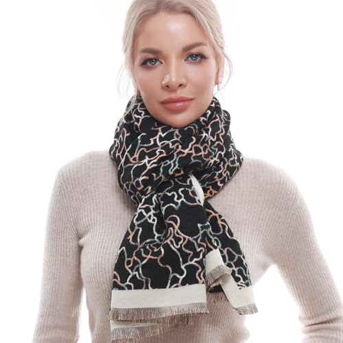 SWAT PANY Scarf for Women Pashmina Blanket Shawls and Wraps Winter Warm Scarves Black/Green/White