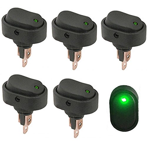 Qiorange 30 Amp 12 V Led On-Off Rocker Switch Toggle Triangle Plug Switch For Car Motorcycle Boat Marine (5Pack, Green) #TOP9