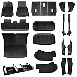 SUPERLINER Tesla Model Y Juniper Accessories 2025 2026, Full Interior Fabric Protection Kit, Custom Fit TPE All-Weather Floor Mats, Console Panels, Seat Rail Covers, Door Sill Protectors, Cargo Liners