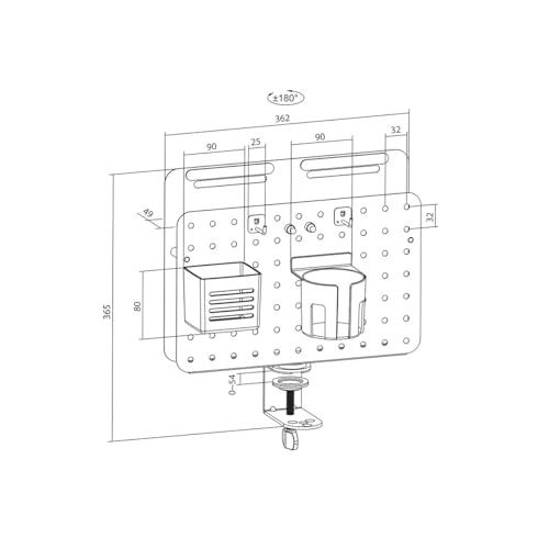 Organisateur de plaques perforées LogiLink avec espacement des trous de 32 mm