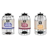 Garden Mile Lot de 3 mangeoires à oiseaux sauvages pour graines, cacahuètes, boules de graisse – Mangeoire à suspendre résistante aux écureuils pour les stations d'alimentation pour oiseaux sauvages