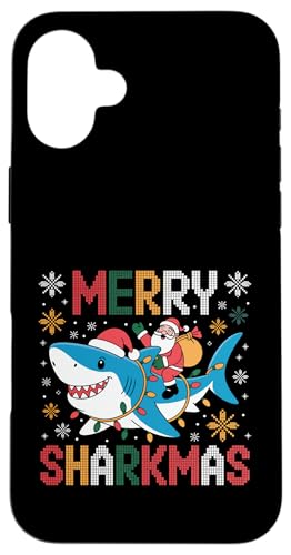 Merry Sharkmas T^V[N ʔ zf[ NX}X AO[Z[^[ X}zP[X iPhone 16 Plus p