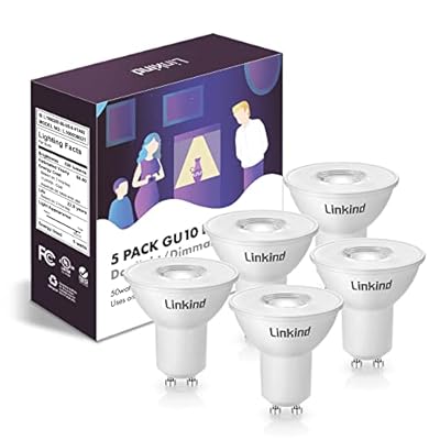Linkind GU10 LED Bulbs, Dimmable MR16 GU10 LED Bulbs, 50W Equivalent, 530LM 5000k Daylight Track Light Bulbs, 40° Spot Light Track Light Recessed Light Spotlight, UL Listed, 5 Packs