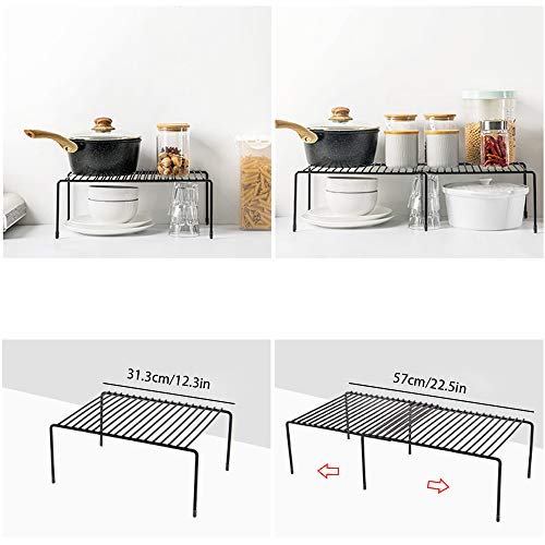 Tomorotec Expandable Shelf Organizer For Kitchen Countertop, Metal Cabinet Organizer Pantry Shelf, Spice Rack Organizer For Cabinet, Space Saving Non Slip Rustproof, Black #TOP1