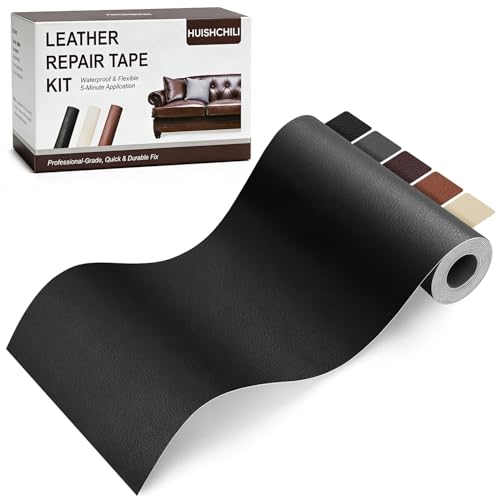 HUISHCHILI Black Leather Repair Tape 3.15 x 59 Heavy Duty Vinyl Repair Patch Waterproof Self Adhesive Leather Repair Kit for Fixing Holes & Scratches on Couch Car Seat Furniture