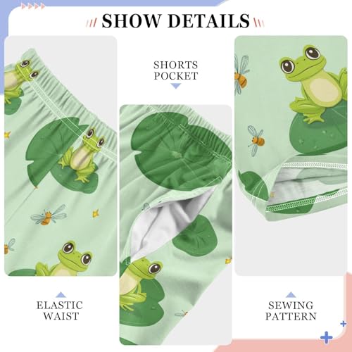 Cute Cartoon Happy Frogs Boys Pants Girl Sleep Pants Long Trousers Elastic Waist Lounge Bottoms S4