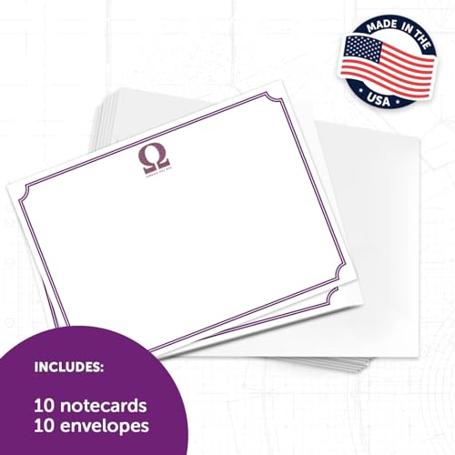 Image of Desert Cactus Omega Psi Phi 10 Pack Notecards OPP Omega Man Divine 9 Stationery Cardstock Includes Envelopes Memo Party Thank You (Notecard Design D)