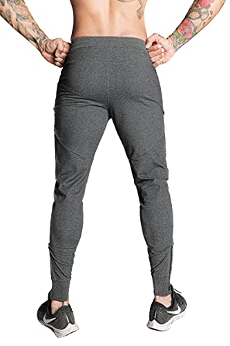 Firstgym Mens Joggers Sweatpants Slim Fit Athletic Workout Pants Dark Grey #TOP3