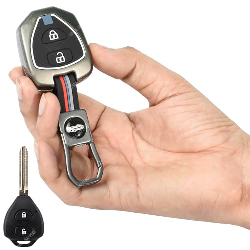 Image of Coll of Fest Premium Metal Silicon Key Cover Compatible with Toyota Innova Fortuner Corolla 2 Button Smart Key Cover Metal & Silicon Protection Glow in the Dark