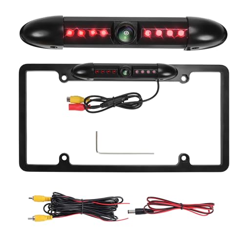Partuto AHD 1080P License Plate Frame Backup Camera 170 Degree Wide Angle Rear View Camera with 8 LEDs Night Vision Waterproof Reverse Camera for 12-24V Car Vehicle SUV RV