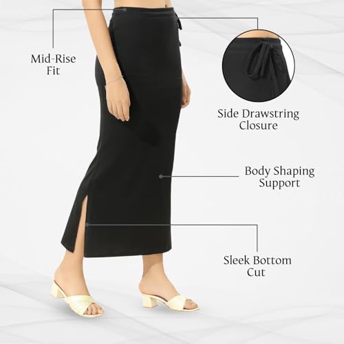 Image of TRASA Womens Saree Shapewear Petticoat, Cotton Lycra Petticoat, Skirts for Women, Shape Wear Dress for Saree