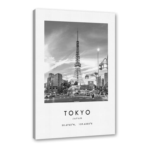 Tableau Tokyo noir et blanc cadre anti-reflet pour petit salon