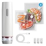 OVAQUIXI Sellador Al Vacío de Mano, Sellador de Bolsas con Sellos de Succión Fuerte con Caja de Agua Extraíble de 30 Piezas para Viajes en Casa Camping