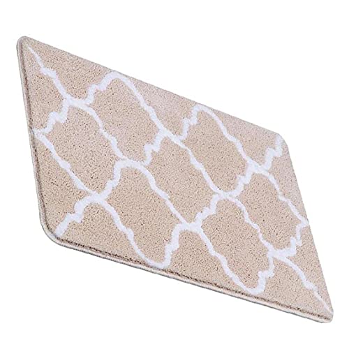 Geometric Door Mat Non-Slip Bathroom Floor Rug Absorbent Welcome Carpet Beige 45x65cm