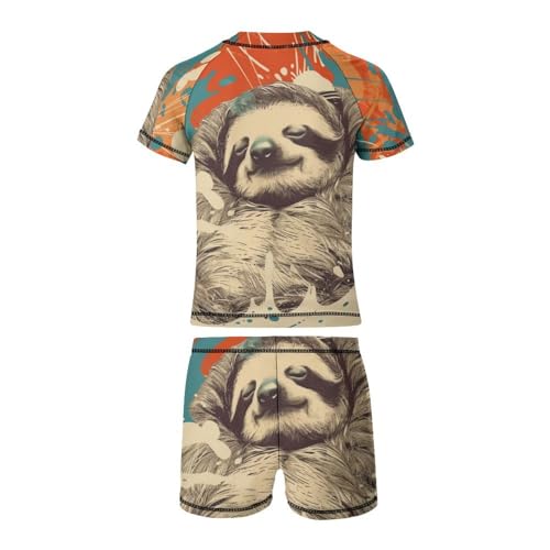 Sloth Sleep Animal CartoonChildren's Casual Swimsuit Set - Simple and Versatile10-12Y（150cm）3