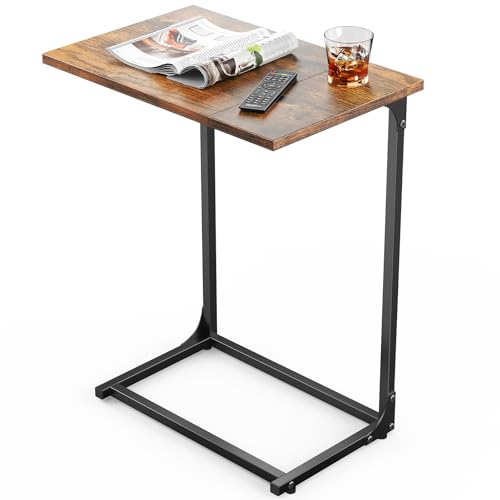Best Laptop Tables for Couch: Top Adjustable and Foldable Designs 6 Pipishell C-Shaped Side Table, C Table for Sofa with Two-Piece Desktop & Metal Frame, Large Surface End Table for Living Room, Bedroom, Bedside, Rustic Design