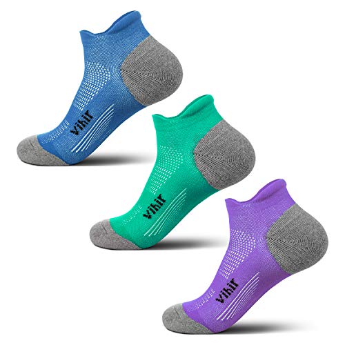 Vihir - Calcetines antiampollas para correr, para mujer y hombre, para corredores de maratón, no show de corte bajo, resistentes al sudor