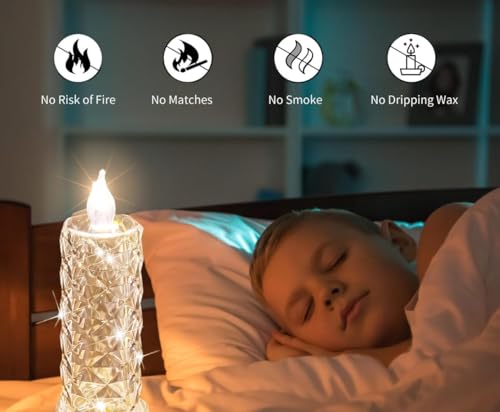 Image of Desidiya 2 Pcs Acrylic LED Decorative Candles Light - 15cm Transparent Flameless Ambient Lamps for Home, Diwali, Christmas & Gifting - Smokeless Battery Operated