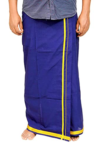Image of TUNI MANI Men's Polycotton Temple Wear Dhoti with Angavastharam Towel